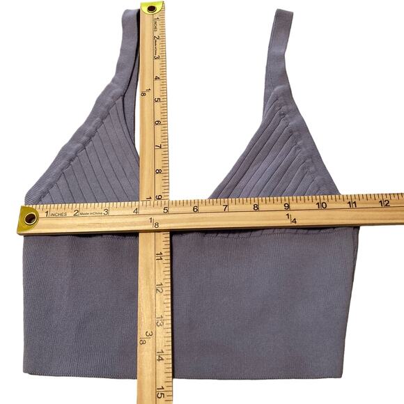 Zara Purple Crop Tank Top Small Stretch Fabric Deep V-neck Thin Shoulder Straps - Picture 5 of 12